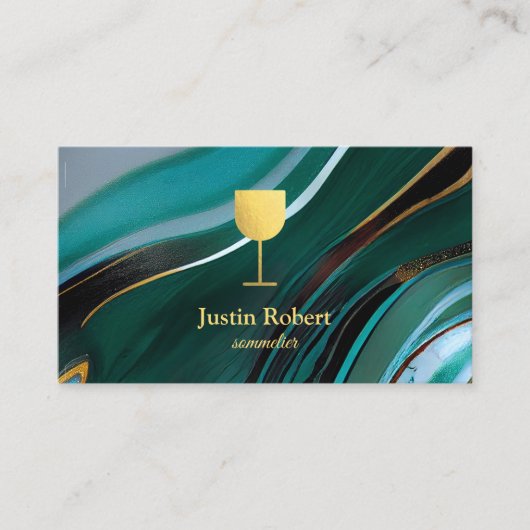 Carte De Visite Sommelier de bar moderne en marbre foncé (Devant)