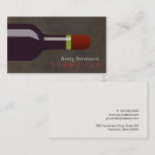 Carte De Visite Sommelier en bouteille rouge en cuir Brown (Devant / Derrière)