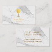 Carte De Visite Sommelier moderne Bartender en marbre foncé (Devant / Derrière)