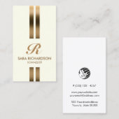 Carte De Visite Sommelier Monogramme Faux Or (Devant / Derrière)