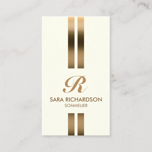 Carte De Visite Sommelier Monogramme Faux Or (Devant)