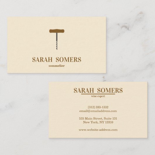 Carte De Visite Sommelier sommelier barman à vis à vin moderne (Devant / Derrière)