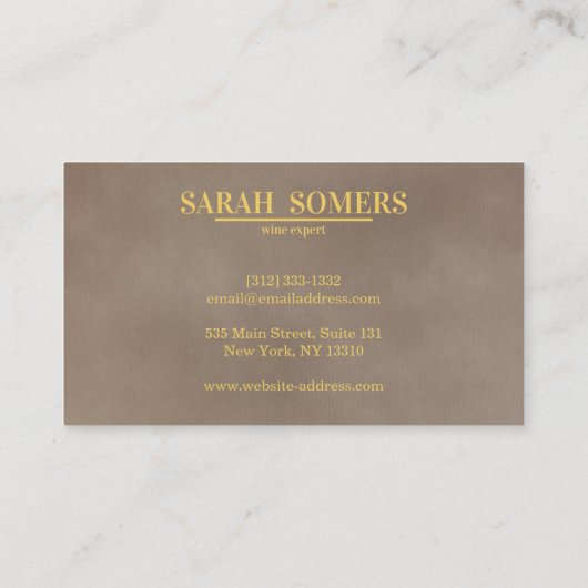 Carte De Visite Sommelier sommelier barman à vis à vin moderne (Dos)