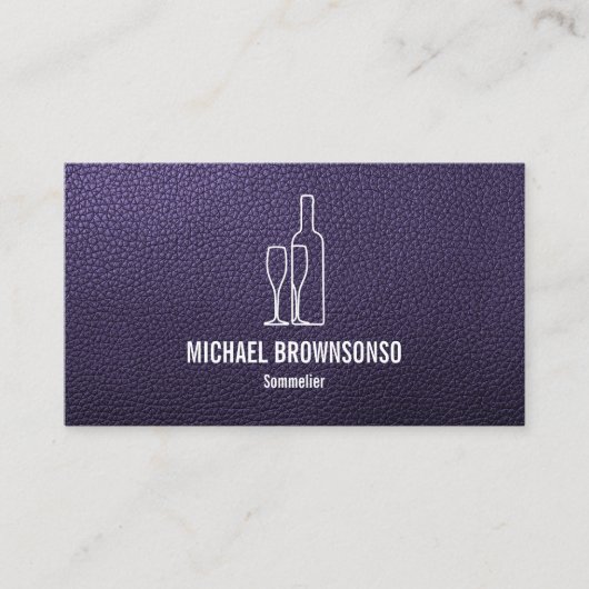 Carte De Visite Sommelier Texture Cuir Violet (Devant)
