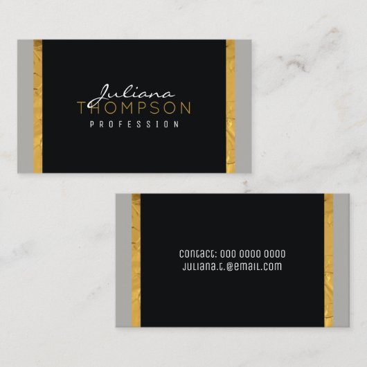 Carte De Visite son élégant luxe noir, or et gris (Devant / Derrière)