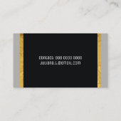 Carte De Visite son élégant luxe noir, or et gris (Dos)