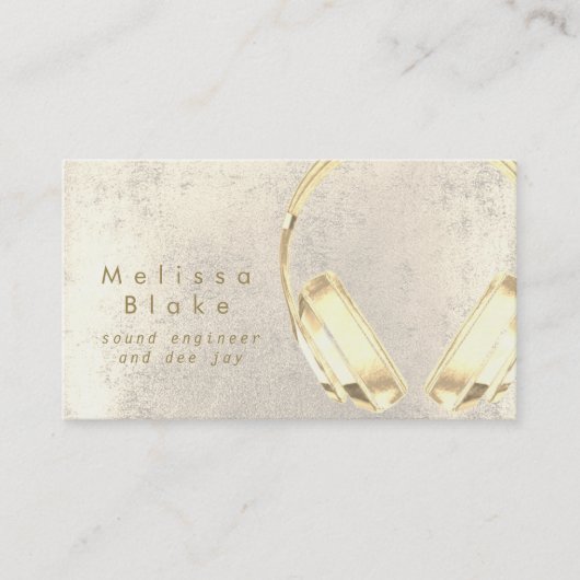 Carte De Visite son ingénieur dee jay faux écouteurs or (Devant)
