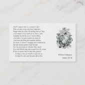 Carte De Visite Sonnet de Shakespeare # 18 (Dos)