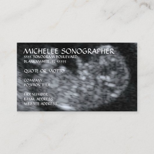 Carte De Visite Sonographe Ultrasound (Devant)
