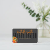 Carte De Visite Sophisticated Floral Design Black Orange Flowers  (Debout devant)
