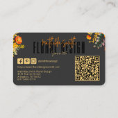 Carte De Visite Sophisticated Floral Design Black Orange Flowers  (Dos)