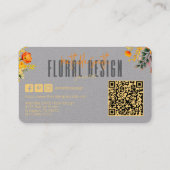Carte De Visite Sophisticated Floral Design Gray Orange Flowers (Dos)