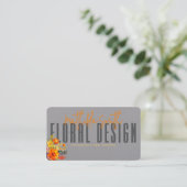 Carte De Visite Sophisticated Floral Design Gray Orange Flowers (Debout devant)