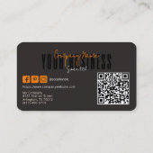 Carte De Visite Sophisticated Modern Black Orange Logo Generic (Dos)