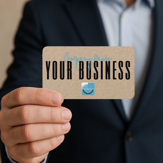 Carte De Visite Sophisticated Modern Kraft Blue Logo Generic 