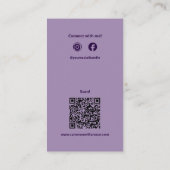 Carte De Visite Sophisticated Solid Violet QR Code social (Dos)