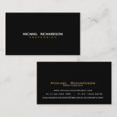 Carte De Visite Sophistiqué Black Gold White Professionnel (Devant / Derrière)