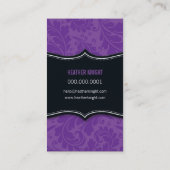 CARTE DE VISITE sophistiqué fleurit noir violet (Dos)