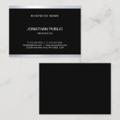 Carte De Visite Sophistiqué Glam noir argent moderne Cool moderne  (Devant / Derrière)