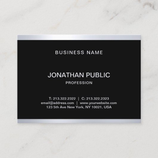 Carte De Visite Sophistiqué Glam noir argent moderne Cool moderne  (Devant)