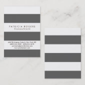 Carte De Visite Sophistiqué gris blanc rayé professionnel (Devant / Derrière)