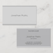 Carte De Visite Sophistiqué Moderne Élégant Simple Gris Plain Haut (Devant / Derrière)