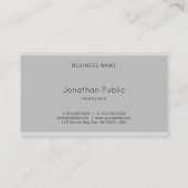 Carte De Visite Sophistiqué Moderne Élégant Simple Gris Plain Haut (Dos)