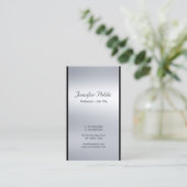 Carte De Visite Sophistiqué Moderne Italique Script Silver Luxe (Debout devant)