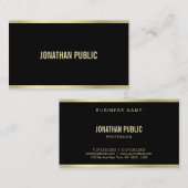 Carte De Visite Sophistiqué Moderne Noir Et Or Professionnel (Devant / Derrière)