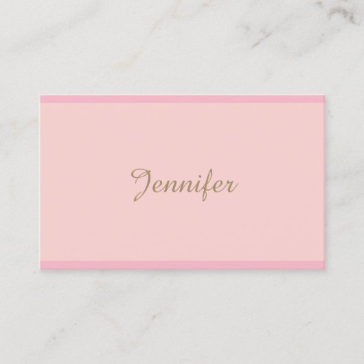Carte De Visite Sophistiqué Moderne Rose Or Main Script Texte (Devant)