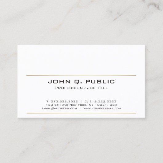 Carte De Visite Sophistiqué moderne Sleek Plain Or Grilles (Devant)