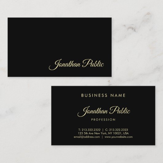 Carte De Visite Sophistiqué Or manuscrit Script Cool moderne (Devant / Derrière)