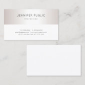 Carte De Visite Sophistiqué Script Argent Look unique Plain (Devant / Derrière)