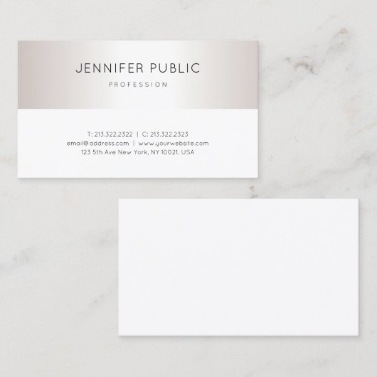 Carte De Visite Sophistiqué Script Argent Look unique Plain (Devant / Derrière)