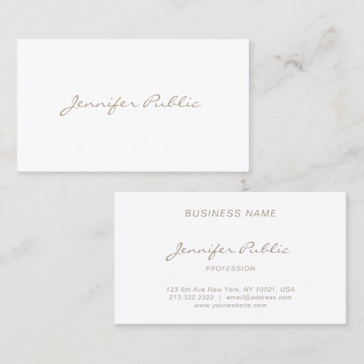 Carte De Visite Sophistiqué Script Moderne Simple Plain Élégant (Devant / Derrière)