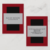 Carte De Visite Sophistiqué Silver Gris Noir Rouge Professionnel (Devant / Derrière)