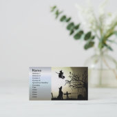 Carte De Visite Sorcière de Halloween et chien d'hurlement (Debout devant)