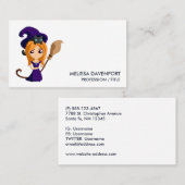Carte De Visite Sorcière mignonne en Casquette violet Halloween (Devant / Derrière)