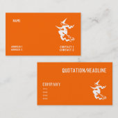 Carte De Visite sorcière volante effrayante en néon orange (Devant / Derrière)