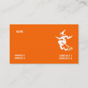 Carte De Visite sorcière volante effrayante en néon orange