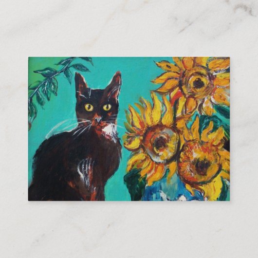 CARTE DE VISITE SOUCHES AVEC CHAT EN TURQUOISE BLEUE (Dos)