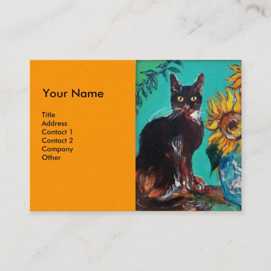 Carte De Visite SOUCHES AVEC CHAT, jaune orange (Devant)