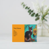 Carte De Visite SOUCHES AVEC CHAT, jaune orange (Debout devant)