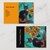 Carte De Visite SOUCHES AVEC CHAT, jaune orange (Devant / Derrière)