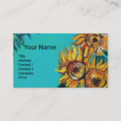 CARTE DE VISITE SOUCHES AVEC CHAT NOIR EN TURQUOISE BLEUE (Devant)