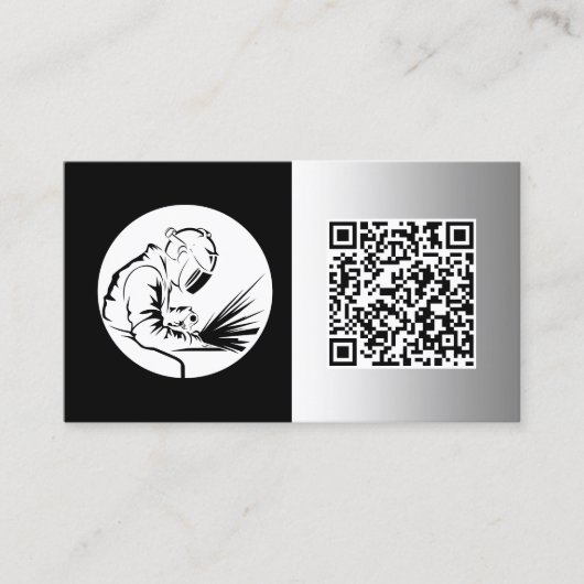 Carte De Visite 🔥 Souder personnalisé noir Faux Métal QR (Devant)