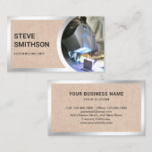 Carte De Visite Soudeur de soudage en acier au Burlap Rustique (Devant / Derrière)