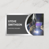 Carte De Visite Soudeur en acier gris foncé moderne (Devant)