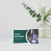 Carte De Visite Soudeur en acier vert foncé moderne (Debout devant)