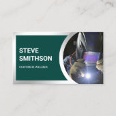 Carte De Visite Soudeur en acier vert foncé moderne (Devant)